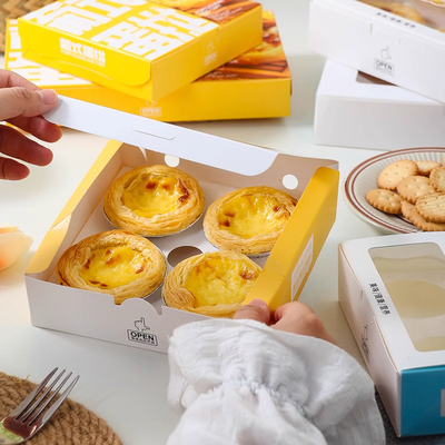 Imballaggio della tartassa di uova Scatole di torte con stampa offsata in CMYK / Pontone e materiale biodegradabile