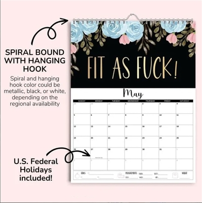 12 X 12 pollici calendario murale personalizzato con spirale legato e dicembre fine mese